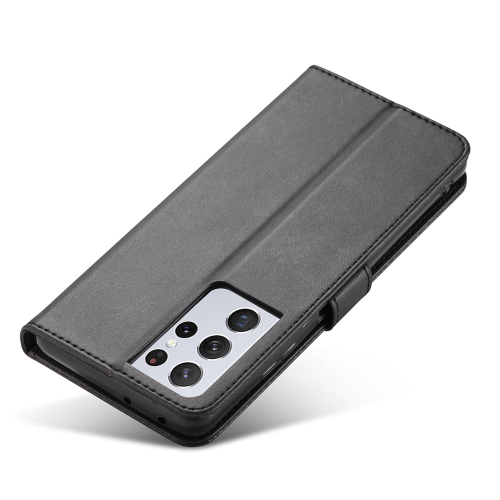 LC.IMEEKE for Samsung Galaxy S21 Ultra Stand Protective Leather Wallet Case - Black-15