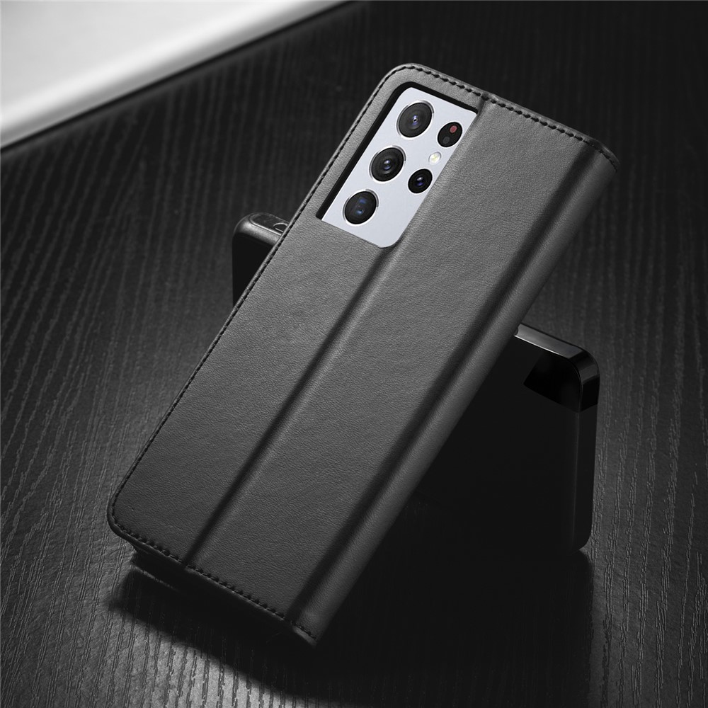 LC.IMEEKE for Samsung Galaxy S21 Ultra Stand Protective Leather Wallet Case - Black-16