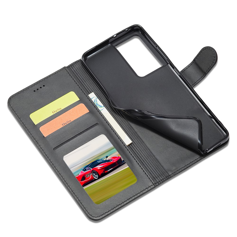 LC.IMEEKE for Samsung Galaxy S21 Ultra Stand Protective Leather Wallet Case - Black-6