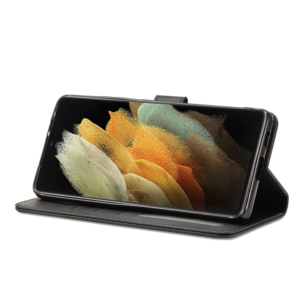 LC.IMEEKE for Samsung Galaxy S21 Ultra Stand Protective Leather Wallet Case - Black-7
