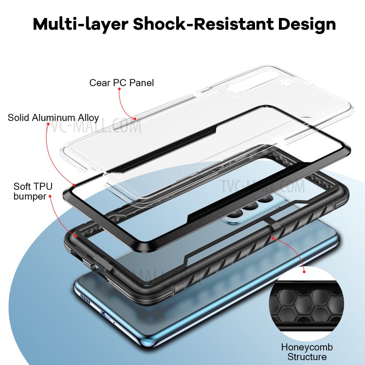 Drop-proof Anti-slip PC + TPU + Metal Hybrid Cover Phone Protective Shell for Samsung Galaxy S21+ - Black-3