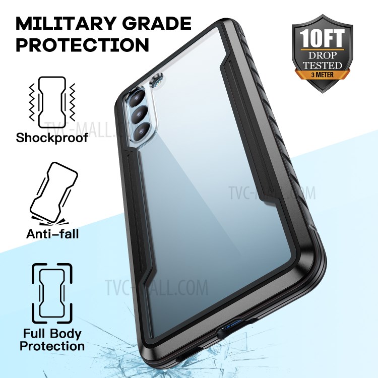Drop-proof Anti-slip PC + TPU + Metal Hybrid Cover Phone Protective Shell for Samsung Galaxy S21+ - Black-4