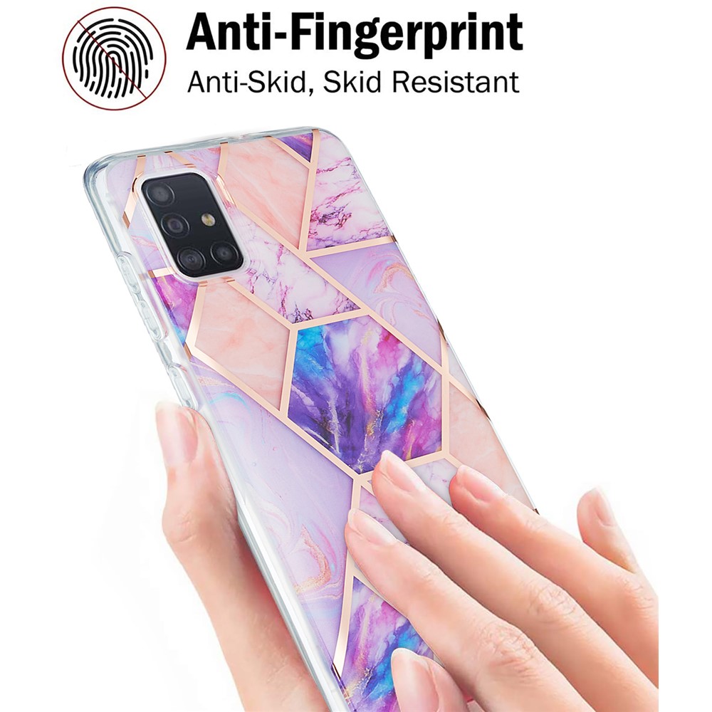 IML IMD Marble Pattern Electroplating TPU Phone Cover Case for Samsung Galaxy A51 SM-A515 - Light Purple-2