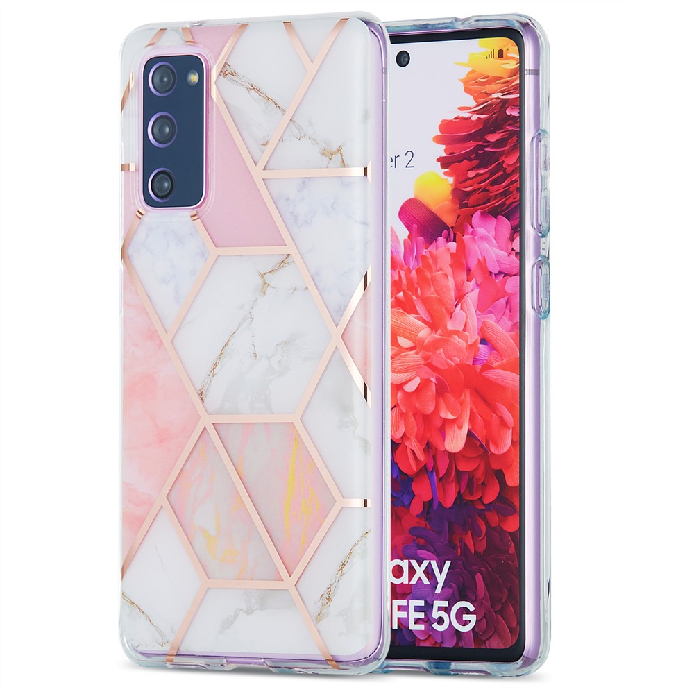 IML IMD Marble Pattern 2.0mm TPU Phone Cover Case Electroplating for Samsung Galaxy S20 FE/S20 Fan Edition/S20 FE 5G/S20 Fan Edition 5G/S20 Lite - Pink-1
