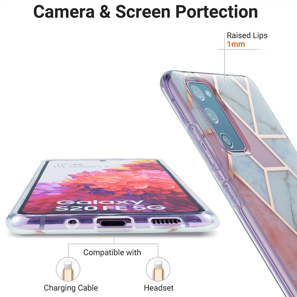 IML IMD Marble Pattern 2.0mm TPU Phone Cover Case Electroplating for Samsung Galaxy S20 FE/S20 Fan Edition/S20 FE 5G/S20 Fan Edition 5G/S20 Lite - Pink-4