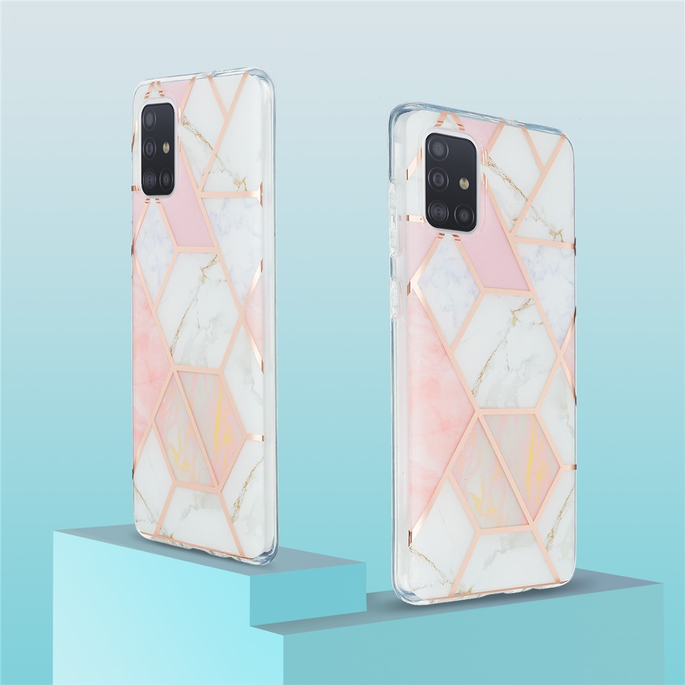 Electroplating Marble Pattern IML IMD Case for Samsung Galaxy A71 SM-A715 TPU Phone Cover Case - Pink-2