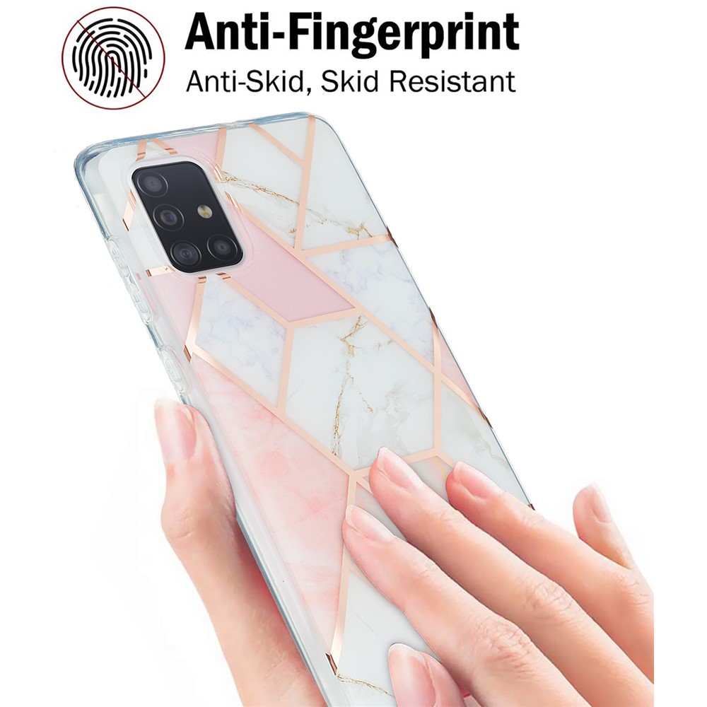 Electroplating Marble Pattern IML IMD Case for Samsung Galaxy A71 SM-A715 TPU Phone Cover Case - Pink-3