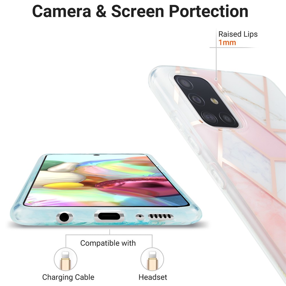 Electroplating Marble Pattern IML IMD Case for Samsung Galaxy A71 SM-A715 TPU Phone Cover Case - Pink-4