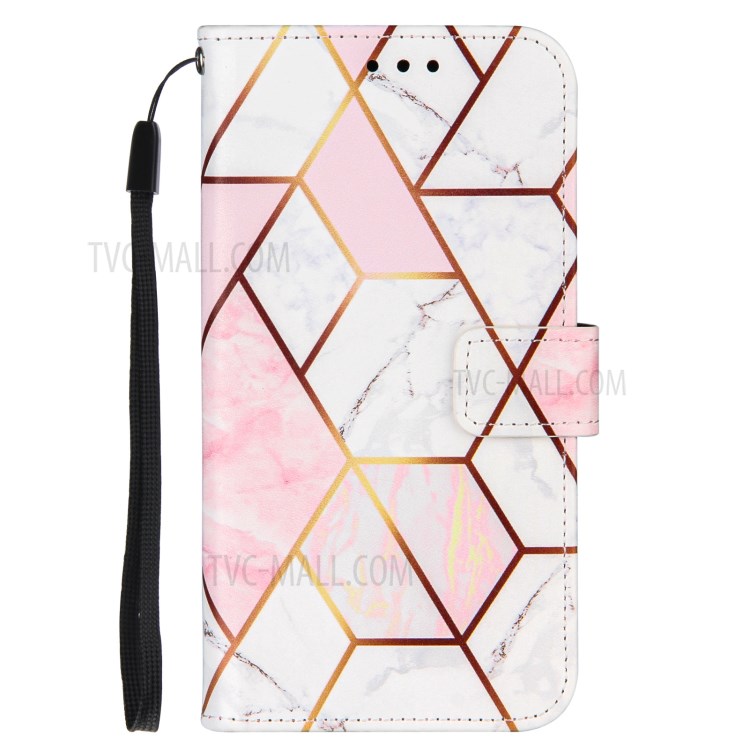 Marble Pattern Splicing Leather Wallet Phone Stand Case for Samsung Galaxy A11/M11 - Pink-2