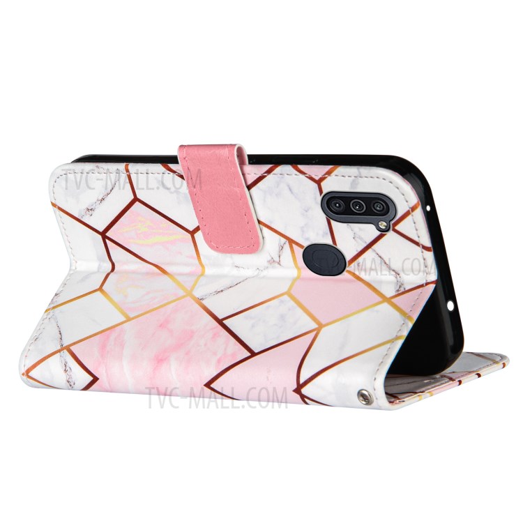 Marble Pattern Splicing Leather Wallet Phone Stand Case for Samsung Galaxy A11/M11 - Pink-4