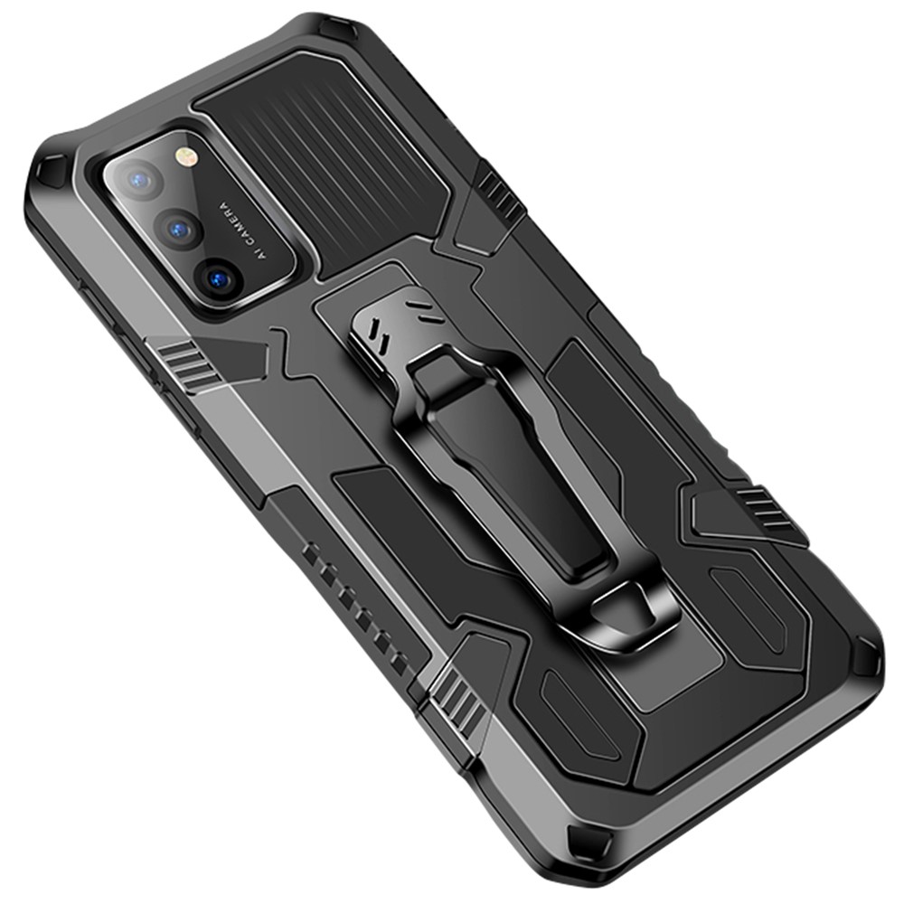 Back Clip Plastic + TPU Hybrid Case Kickstand Shell for Samsung Galaxy A02s (EU Version) - Black-1