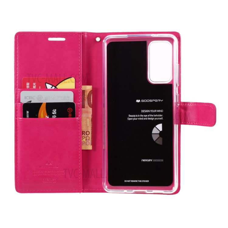 Mercury Goospery Blue Moon Cuero De La Billetera De Cuero Con Cierre Magnético Para Samsung Galaxy S20 Fe / S20 Fan Edition / S20 Fe 5G / S20 Edición De Ventilador 5G / S20 Lite - Rosa-7