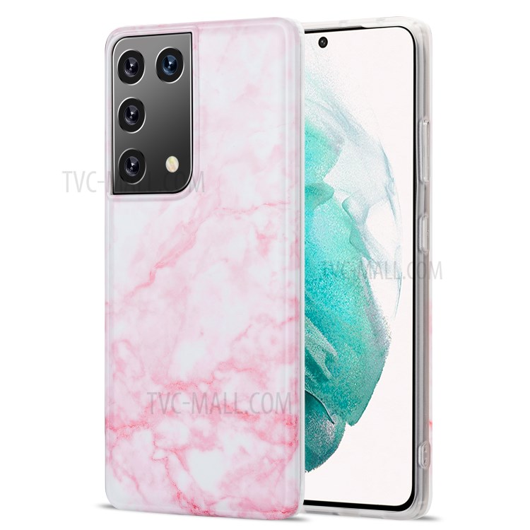 For Samsung Galaxy S21 Ultra TPU Brief Style Marble Pattern Printing Phone Cover Case - Style A-1