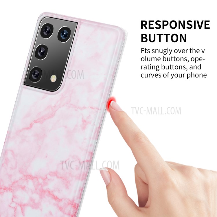For Samsung Galaxy S21 Ultra TPU Brief Style Marble Pattern Printing Phone Cover Case - Style A-3