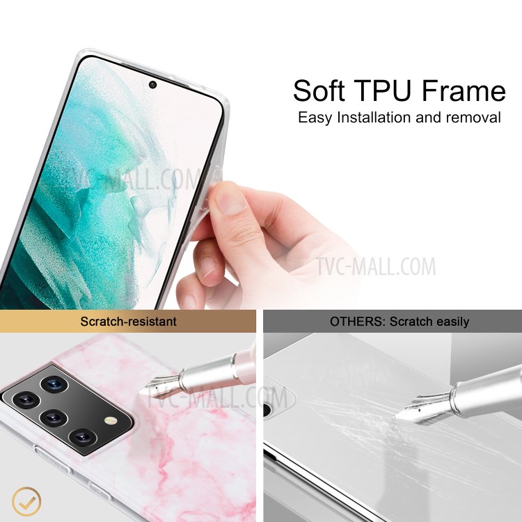 For Samsung Galaxy S21 Ultra TPU Brief Style Marble Pattern Printing Phone Cover Case - Style A-5