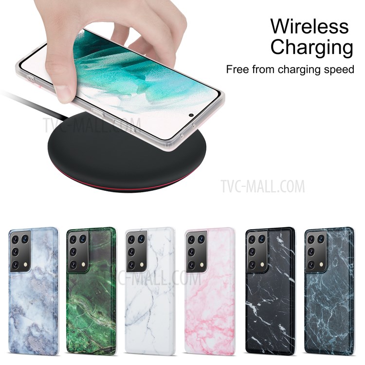 For Samsung Galaxy S21 Ultra TPU Brief Style Marble Pattern Printing Phone Cover Case - Style A-7
