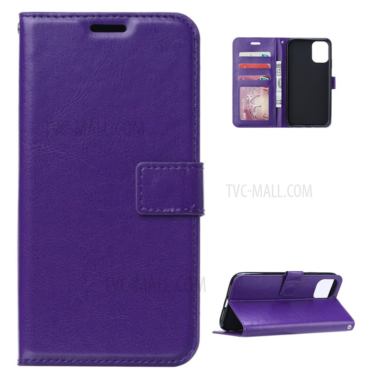 Crazy Horse Stand Wallet Leather Shell for Samsung Galaxy S21 Ultra Case - Purple-1