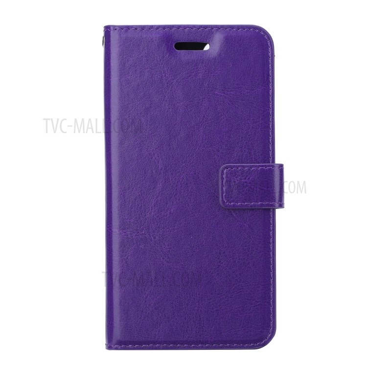Crazy Horse Stand Wallet Leather Shell for Samsung Galaxy S21 Ultra Case - Purple-2