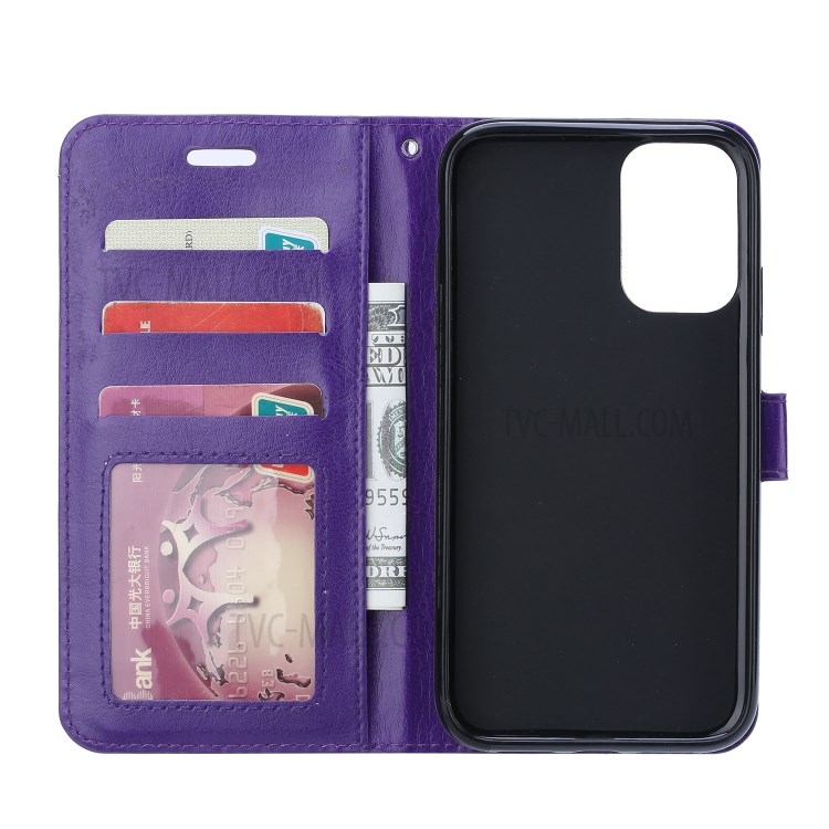 Crazy Horse Stand Wallet Leather Shell for Samsung Galaxy S21 Ultra Case - Purple-4