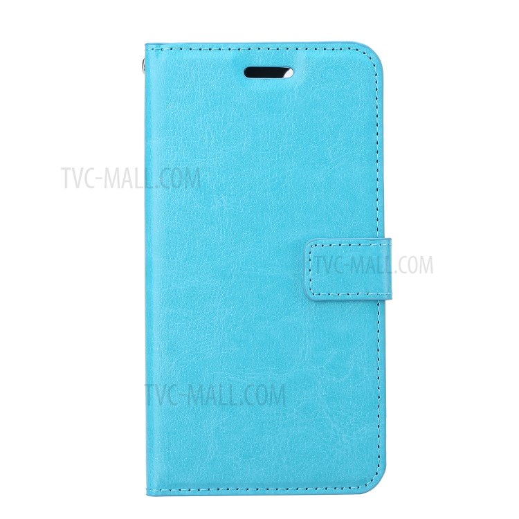 Crazy Horse Stand Wallet Leather Shell for Samsung Galaxy S21+ Protective Case - Blue-2