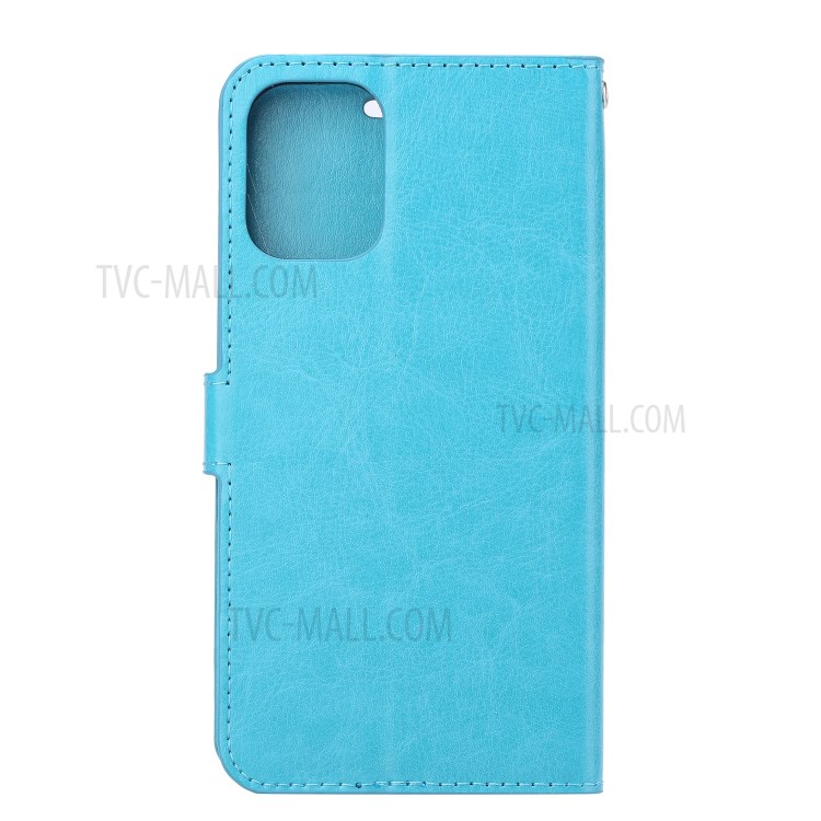 Crazy Horse Stand Wallet Leather Shell for Samsung Galaxy S21+ Protective Case - Blue-3