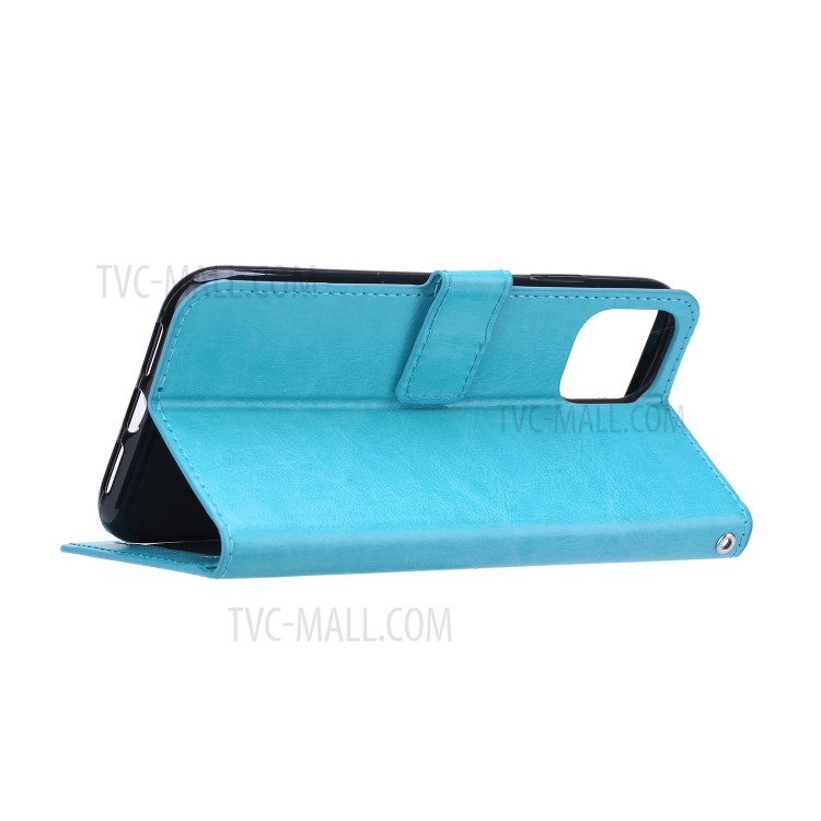 Crazy Horse Stand Wallet Leather Shell for Samsung Galaxy S21+ Protective Case - Blue-5