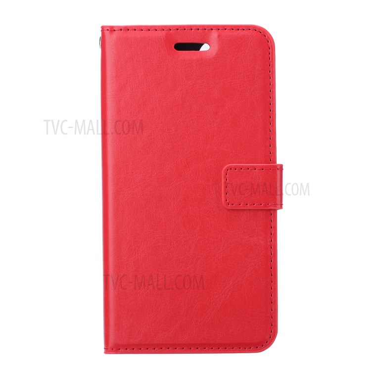 Crazy Horse Wallet Leather Shell for Samsung Galaxy S21 Stand Protective Case - Red-2