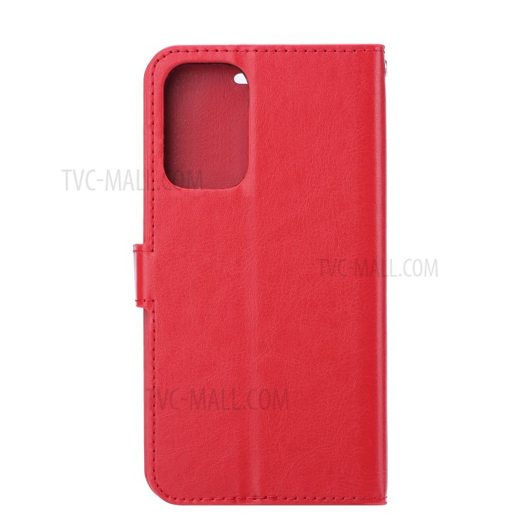 Crazy Horse Wallet Leather Shell for Samsung Galaxy S21 Stand Protective Case - Red-3