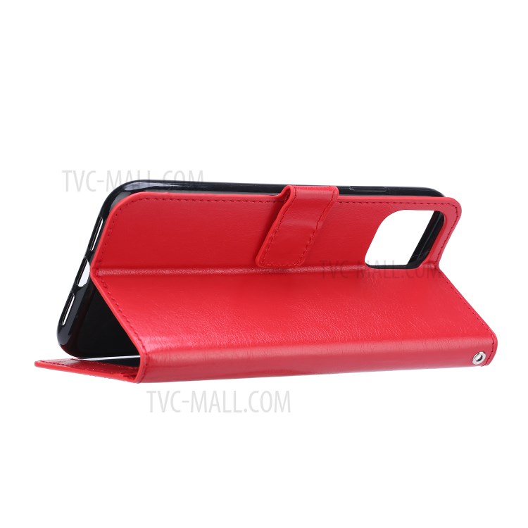 Crazy Horse Wallet Leather Shell for Samsung Galaxy S21 Stand Protective Case - Red-5