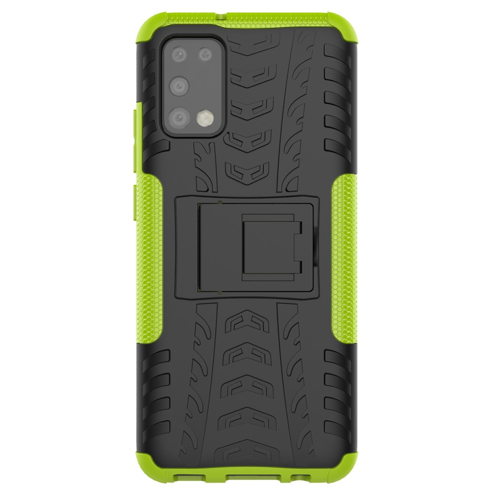Foldable Kickstand Cool Tyre PC + TPU Hybrid Shell Case for Samsung Galaxy A02s (US Version) - Green-4