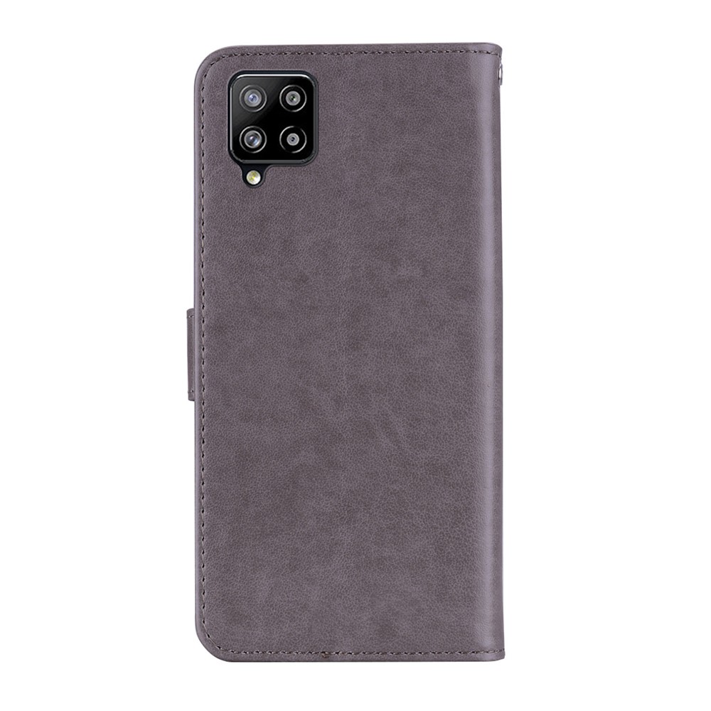 Owl Imprint Rhinestone Decor Leather Phone Case for Samsung Galaxy A12 Stand Shell - Grey-4