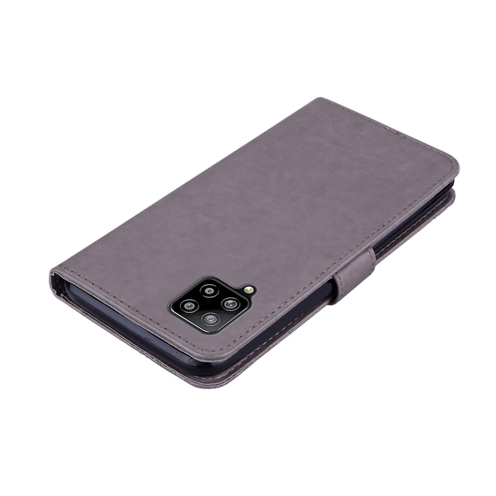 Owl Imprint Rhinestone Decor Leather Phone Case for Samsung Galaxy A12 Stand Shell - Grey-5