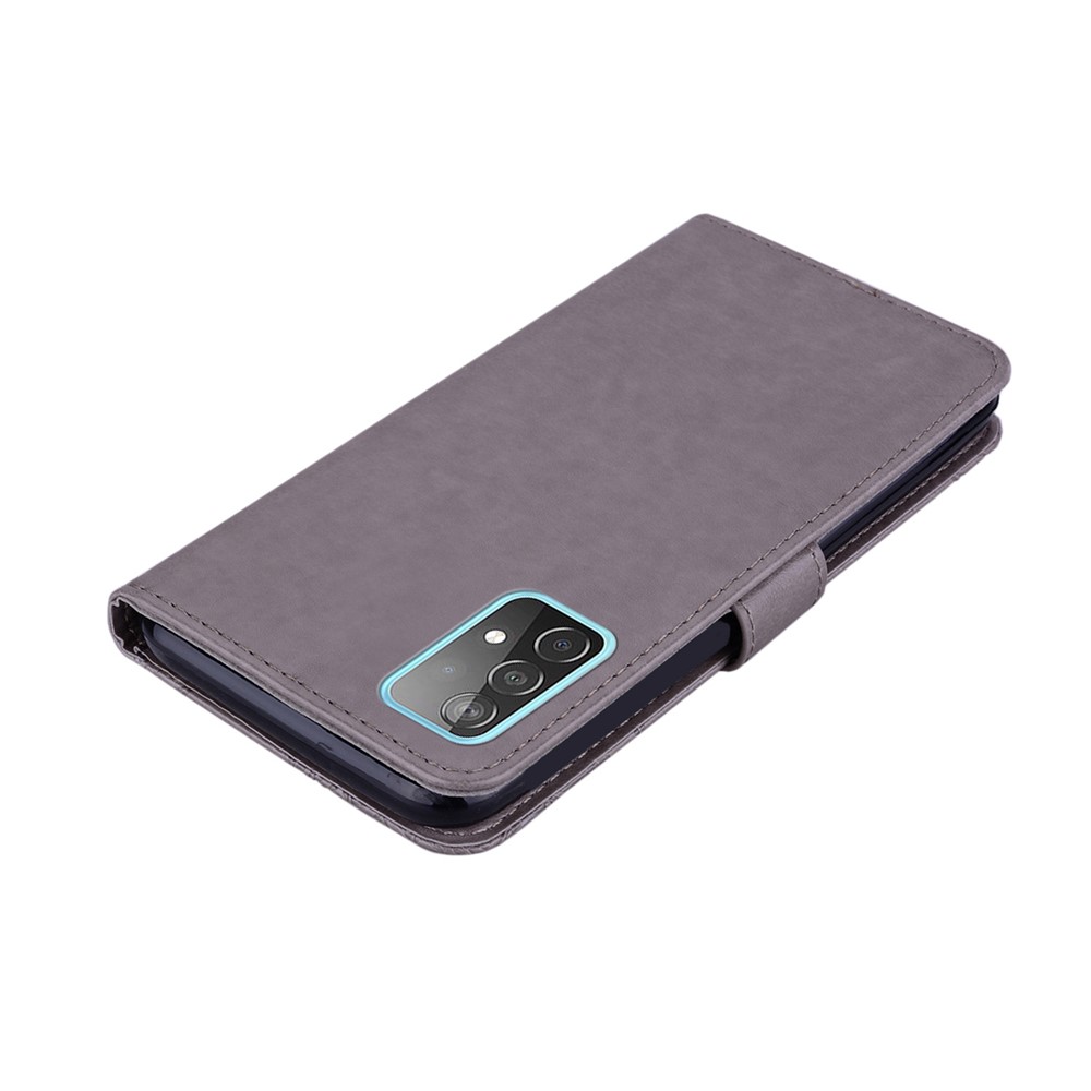 Eulenabdruck Strassdekorie Brieftasche Lederabdeckung Für Samsung Galaxy A52 4G/5G / A52s 5G Stand Shell - Grau