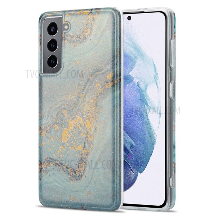 Marble Pattern Printing TPU Phone Protective Cover Shell for Samsung Galaxy S21 5G - Grey-1