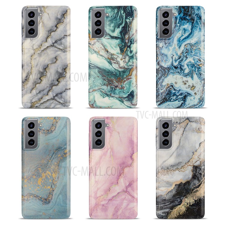 Marble Pattern Printing TPU Phone Protective Cover Shell for Samsung Galaxy S21 5G - Grey-3