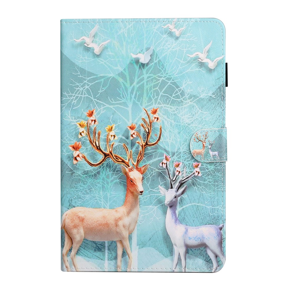 Pattern Printing Card Holder Stand TPU + PU Leather Tablet Case for Samsung Galaxy Tab A7 10.4 (2020) T500 - Elk-2