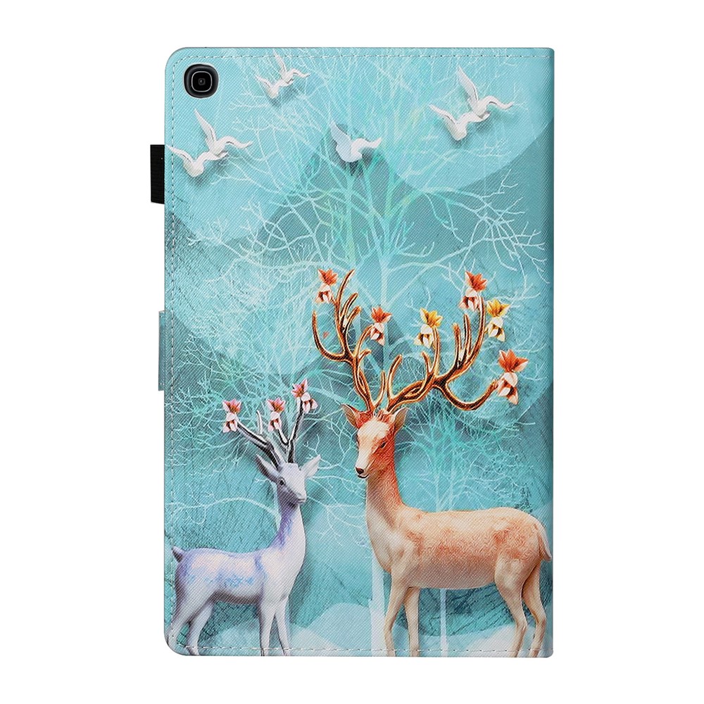 Pattern Printing Card Holder Stand TPU + PU Leather Tablet Case for Samsung Galaxy Tab A7 10.4 (2020) T500 - Elk-3