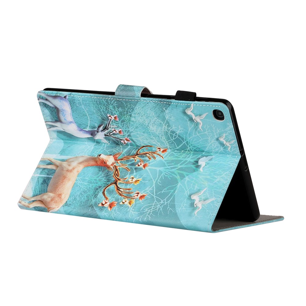 Pattern Printing Card Holder Stand TPU + PU Leather Tablet Case for Samsung Galaxy Tab A7 10.4 (2020) T500 - Elk-4