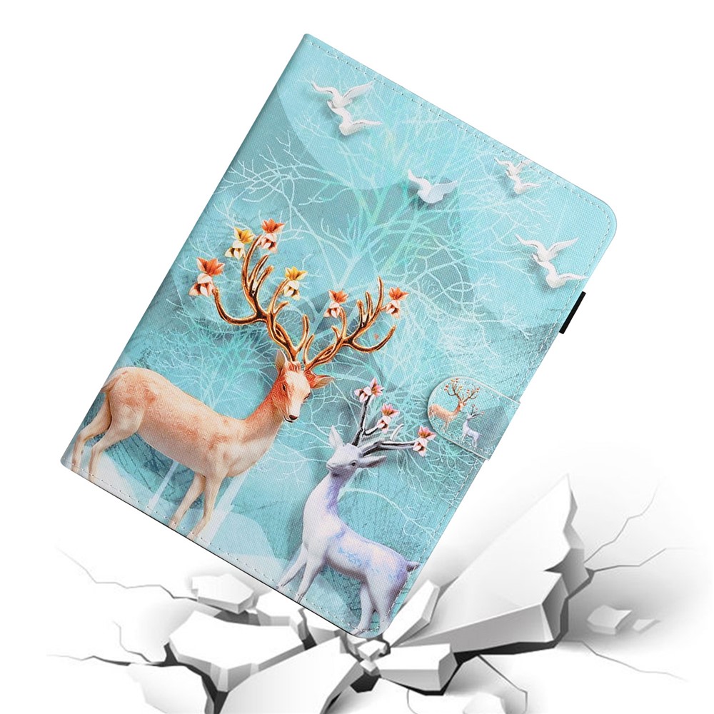 Pattern Printing Card Holder Stand TPU + PU Leather Tablet Case for Samsung Galaxy Tab A7 10.4 (2020) T500 - Elk-6