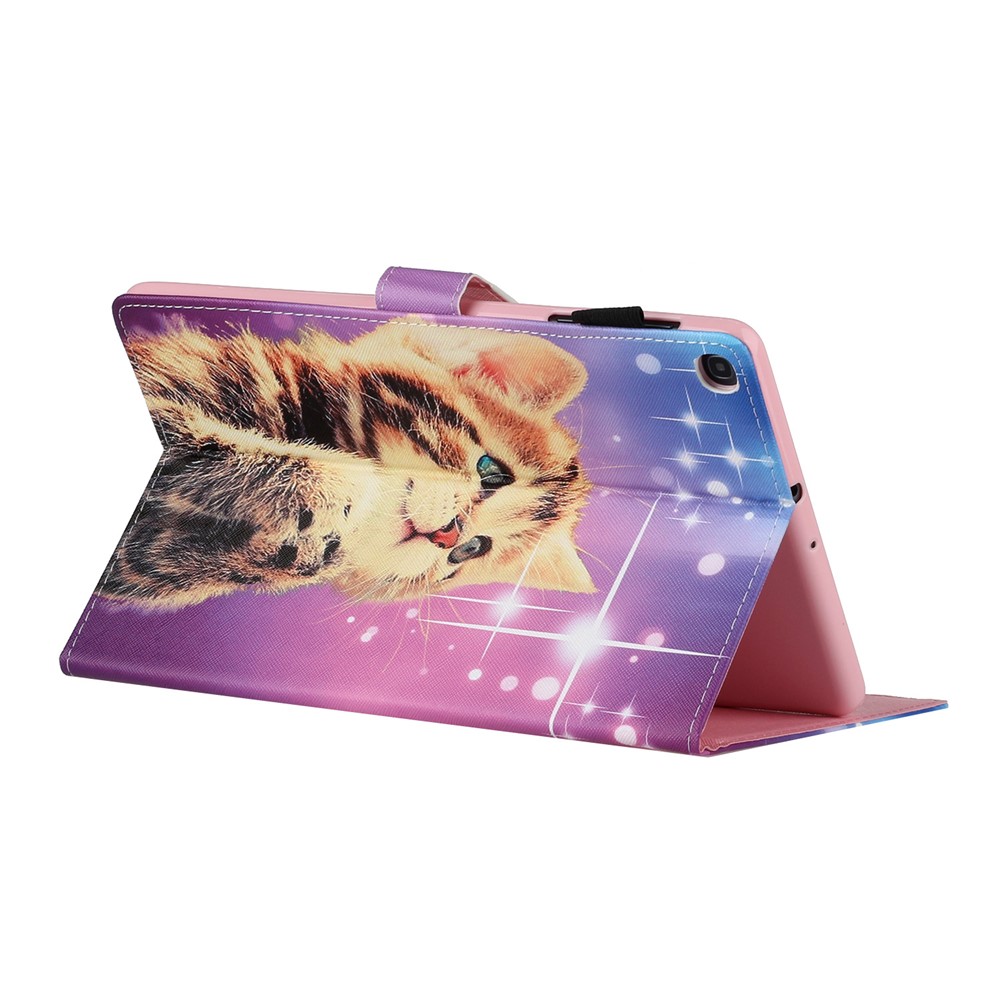 Support de Carte D'impression de Motif Stand Tpu + PU en Cuir Comprimé Pour Samsung Galaxy Tab A7 10.4 (2020) T500 - Chat