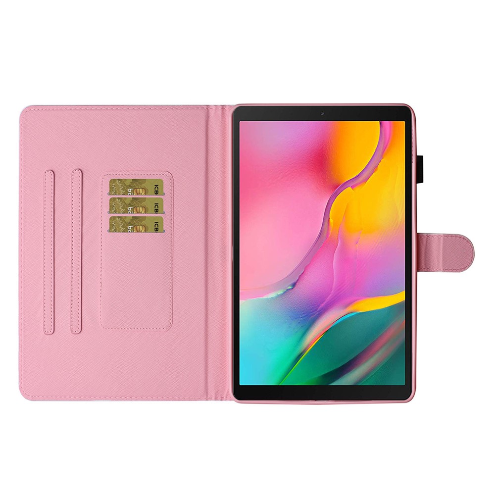 Padrive Printing Card Stand TPU + PU Caso de Couro Para Samsung Galaxy Tab A7 10.4 (2020) T500 - Gato