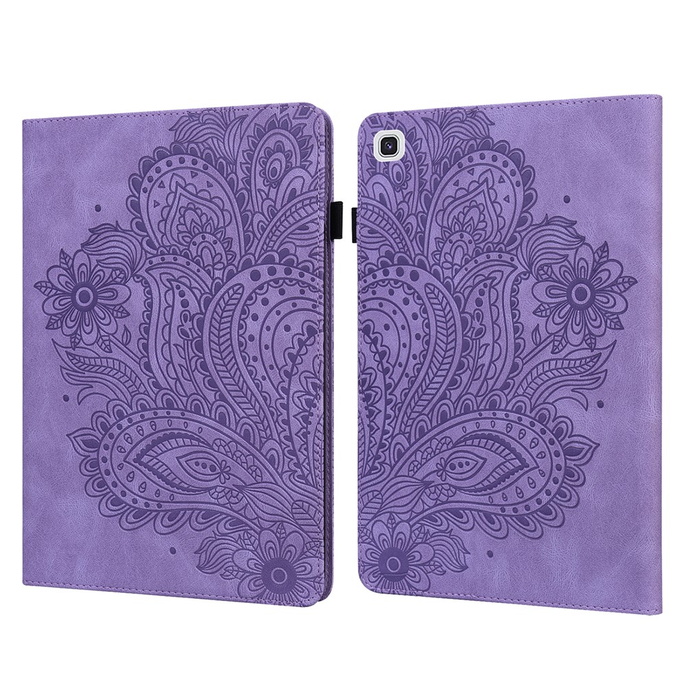 Imprinted Flower Pattern Leather Wallet Stand Tablet Protective Shell for Samsung Galaxy Tab A7 10.4 (2020) - Purple-1