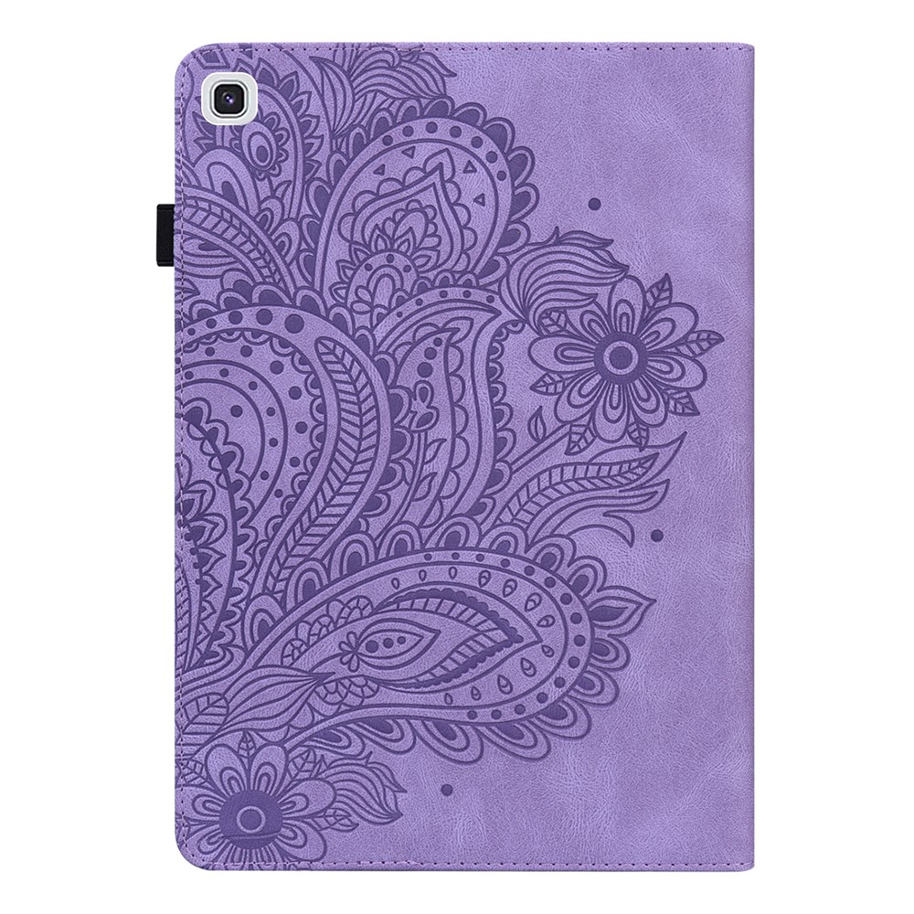 Imprinted Flower Pattern Leather Wallet Stand Tablet Protective Shell for Samsung Galaxy Tab A7 10.4 (2020) - Purple-2