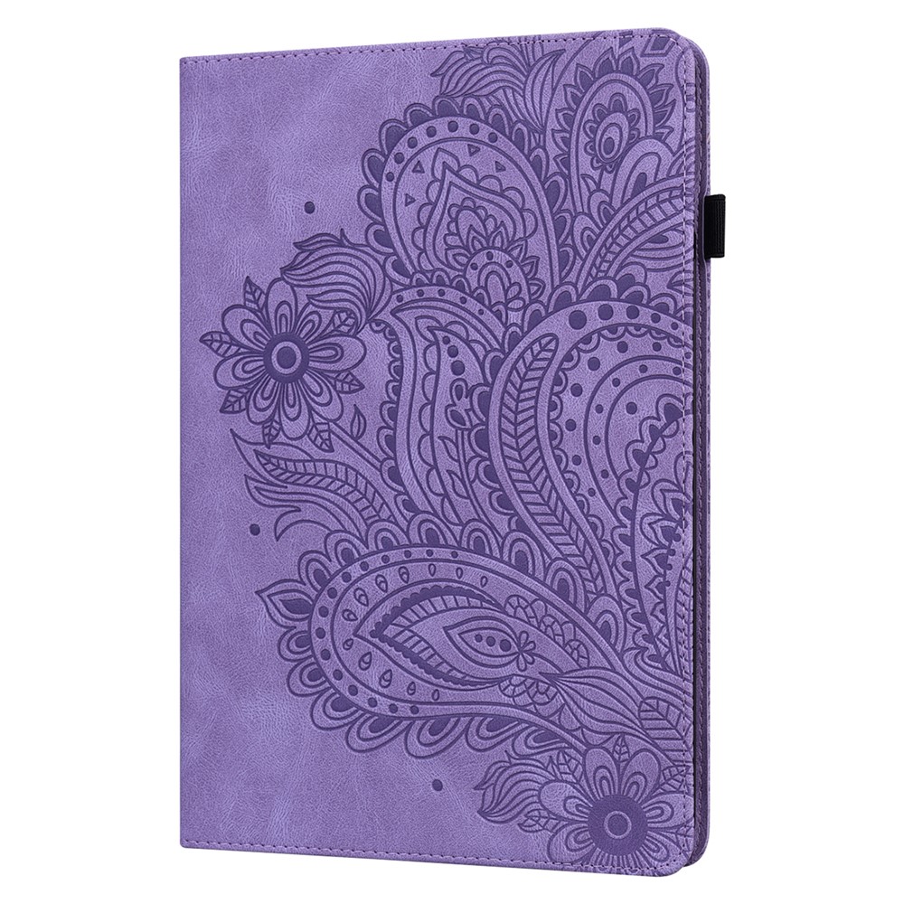 Imprinted Flower Pattern Leather Wallet Stand Tablet Protective Shell for Samsung Galaxy Tab A7 10.4 (2020) - Purple-3
