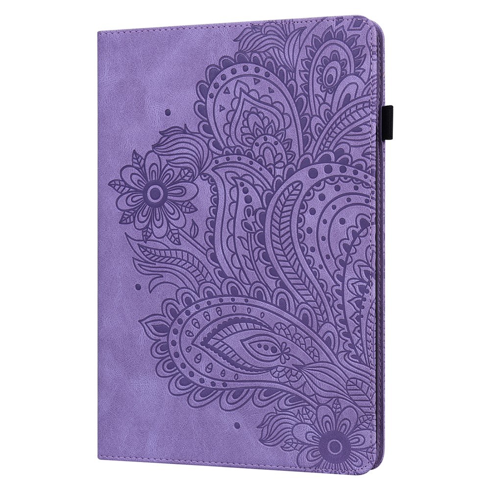 Pobile de Fleur Imprimé Portefeuille Portefeuille Tablet Protection de Comprimés Pour Samsung Galaxy Tab A7 10.4 (2020) - Violet