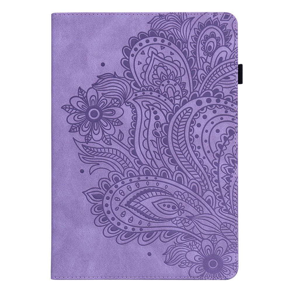 Imprinted Flower Pattern Leather Wallet Stand Tablet Protective Shell for Samsung Galaxy Tab A7 10.4 (2020) - Purple-4