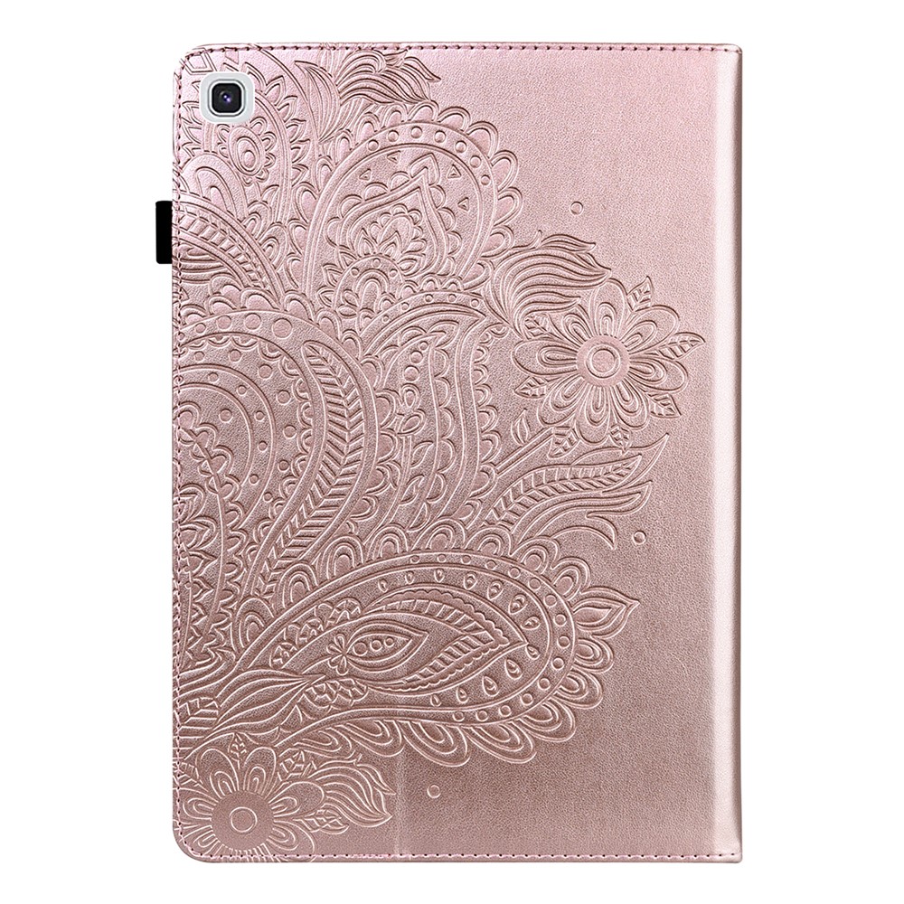 Imprinted Flower Pattern Leather Wallet Stand Tablet Protective Shell for Samsung Galaxy Tab A7 10.4 (2020) - Rose Gold-2