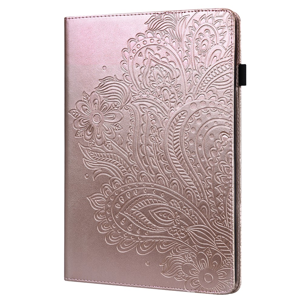 Imprinted Flower Pattern Leather Wallet Stand Tablet Protective Shell for Samsung Galaxy Tab A7 10.4 (2020) - Rose Gold-3