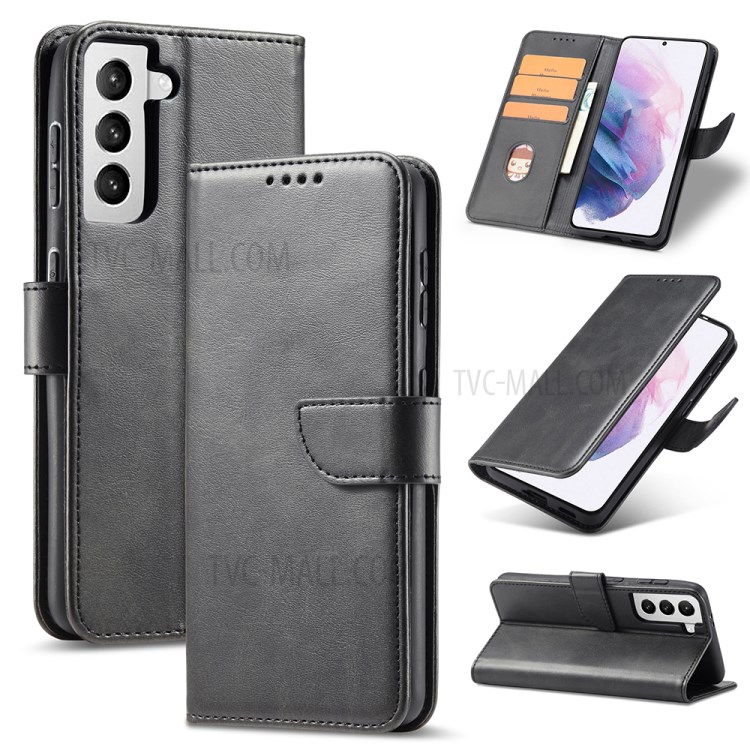 Classic Style Auto-absorbed Leather Phone Protective Cover Case with Clasp for Samsung Galaxy S21+ 5G - Black-1