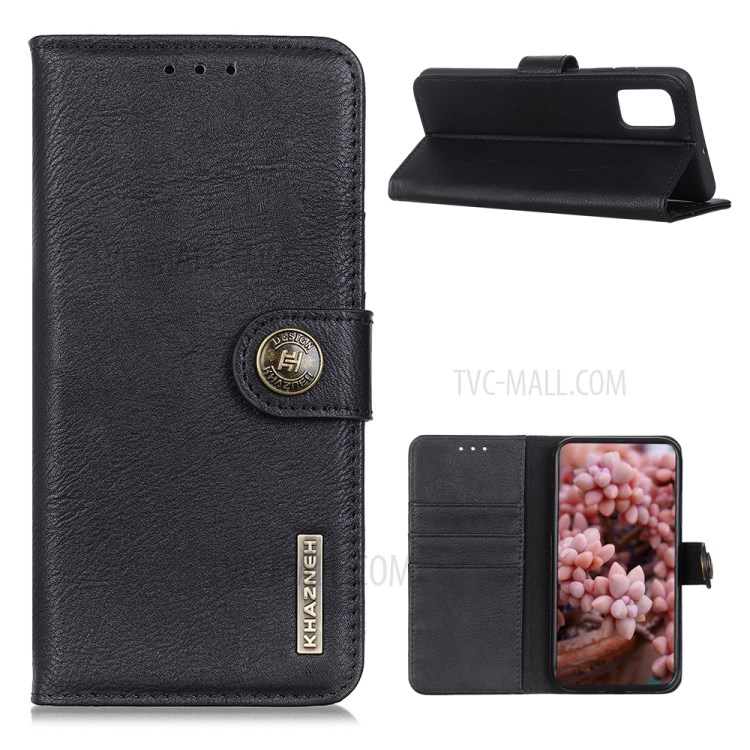KHAZNEH Leather Protector Case Cover for Samsung Galaxy A72 5G Retro Style Wallet Stand Case - Black-1